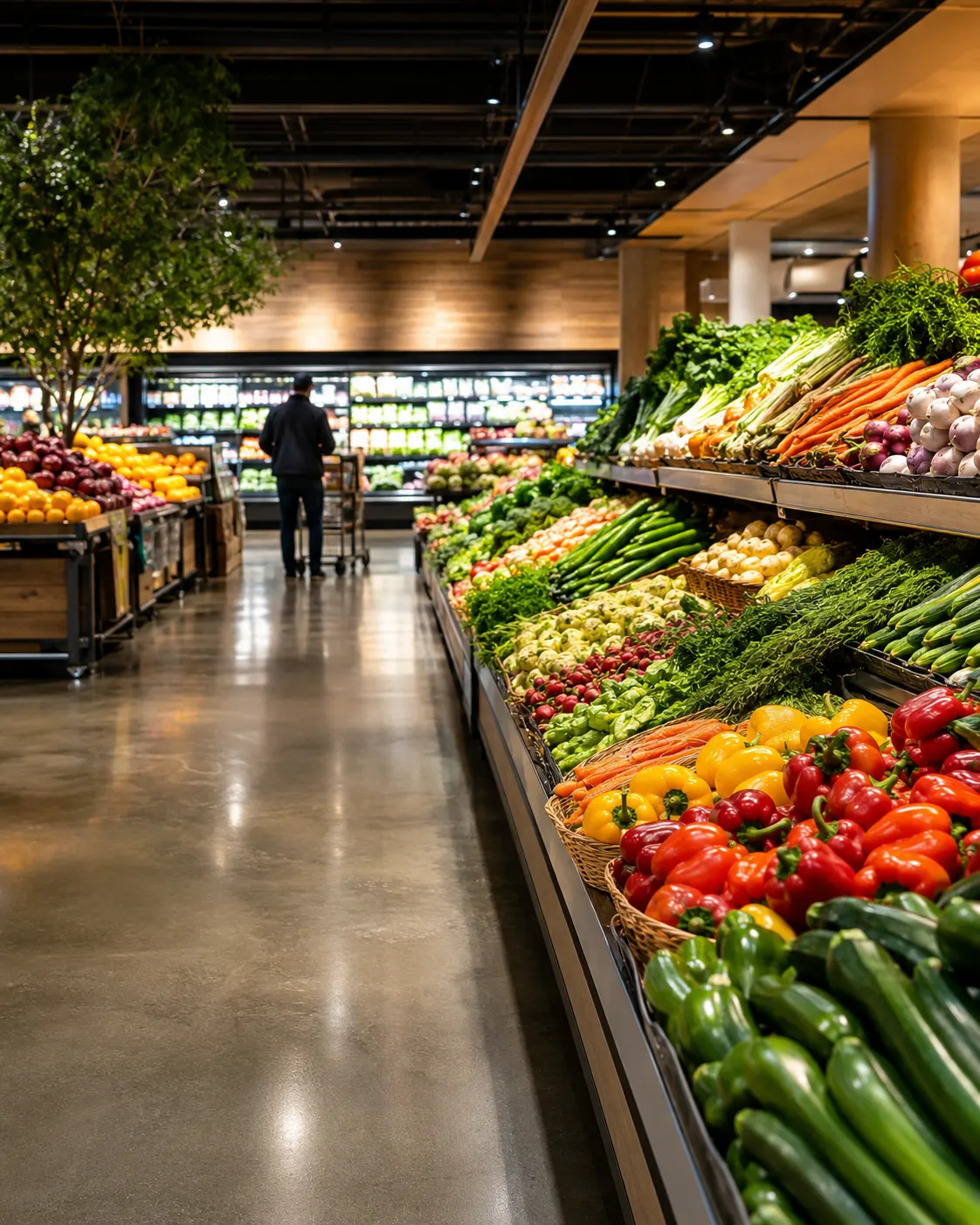 Fresh produce and everyday groceries in a modern supermarket