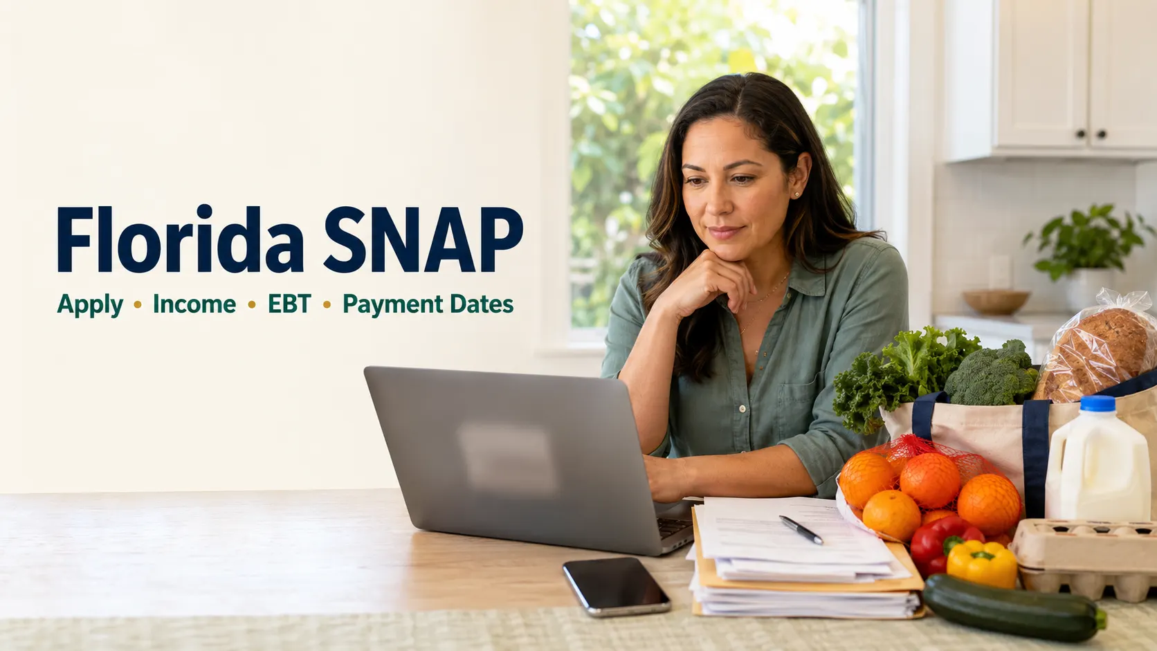 Florida Food Stamps (SNAP) 2026: Income Limits, MyACCESS, EBT & How to Apply 1 Florida resident reviewing SNAP application and household information online