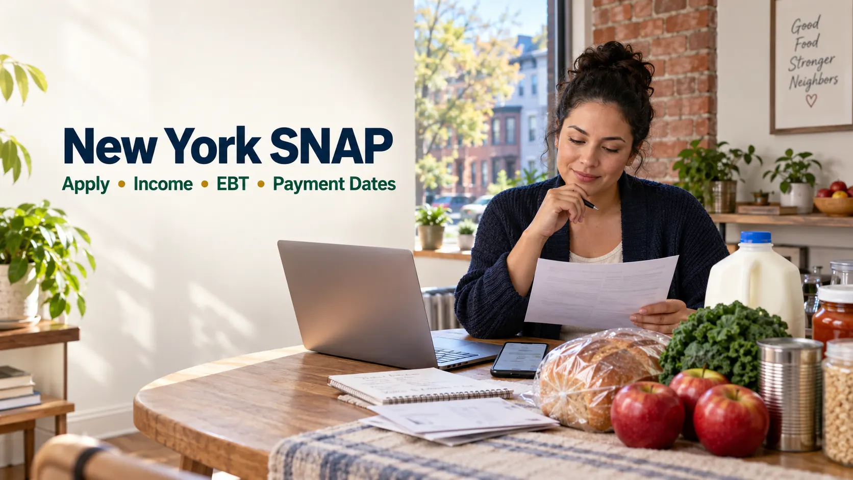 New York resident reviewing SNAP application and household information online